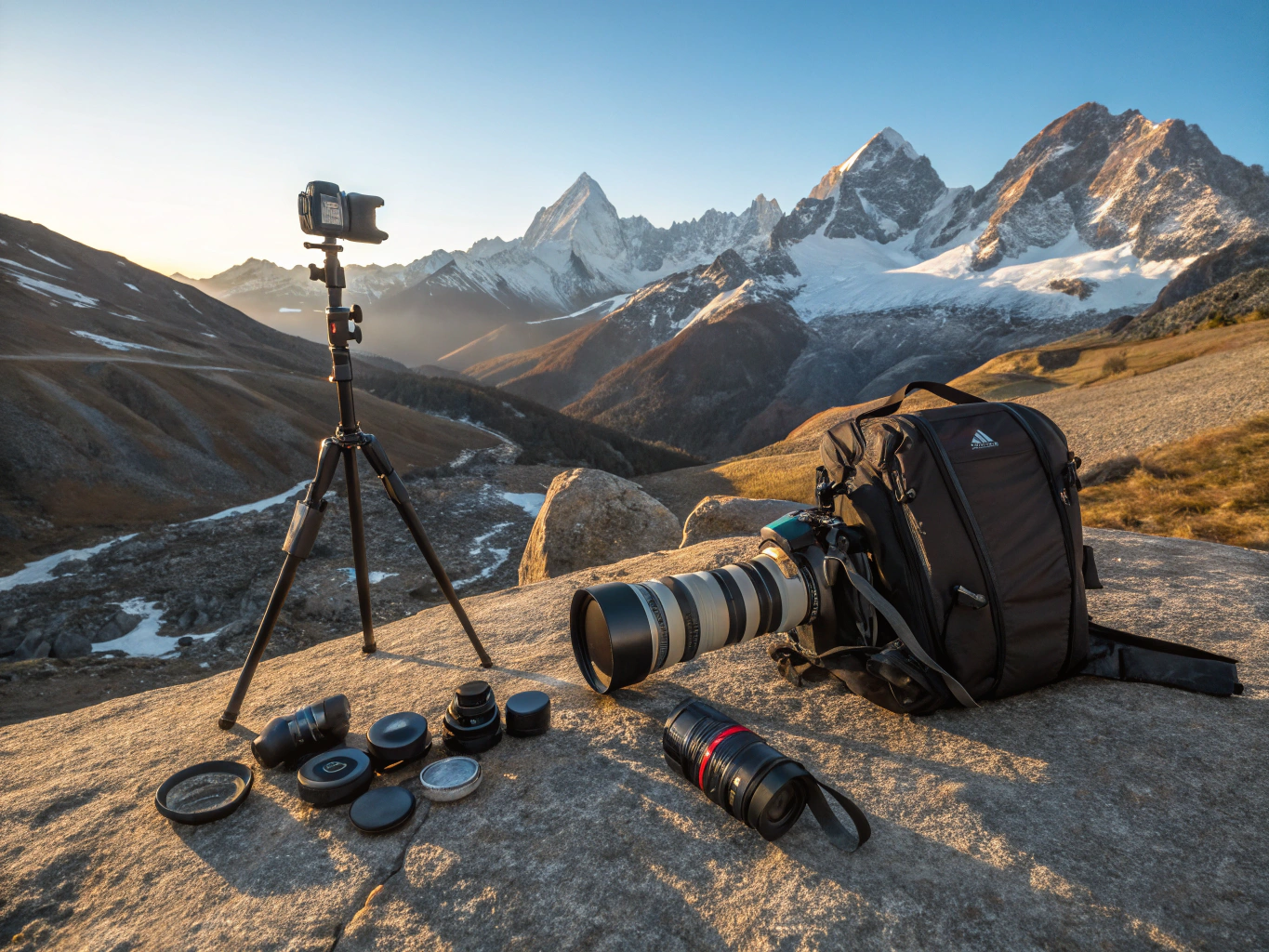 Professional camera gear packed in rugged outdoor cases